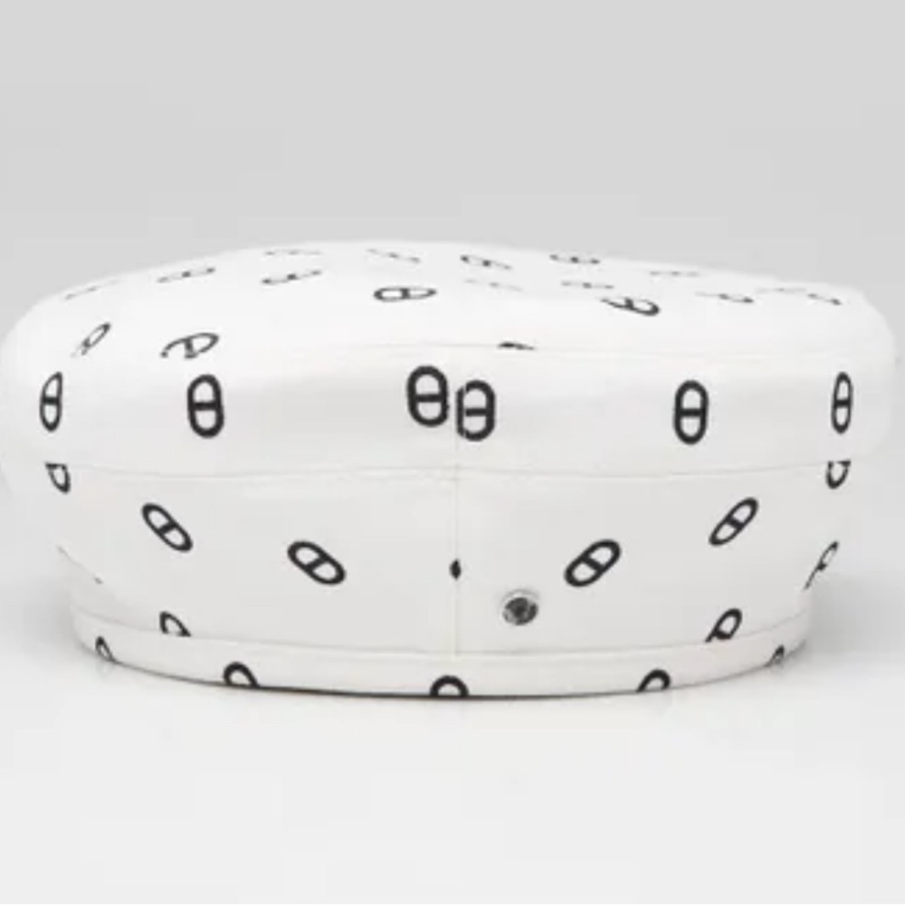 Hermes White and Black Patterned Hat